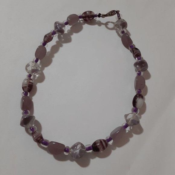 Hand crafted pale lavender 9" bracelet anklet glass beads - Picture 1 of 2